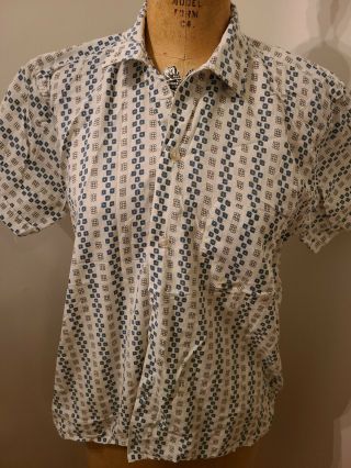 Vintage 70s Dacron Cotton Collar Short Sleeve Shirt Usa Mens M