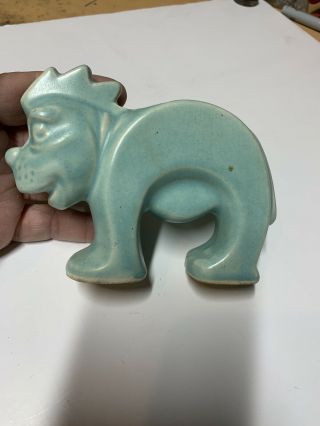 McCoy Pottery Teal Blue colored Stretch Lion 3