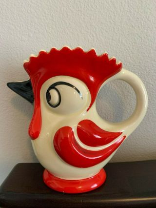 Ditmar Urbach Collectible Rooster Ceramic Pitcher Art Deco 1930s Czechoslovakia