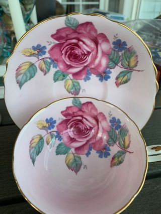 Vintage Double Warrented Paragon Pink Cabbage Rose Tea Cup & Saucer