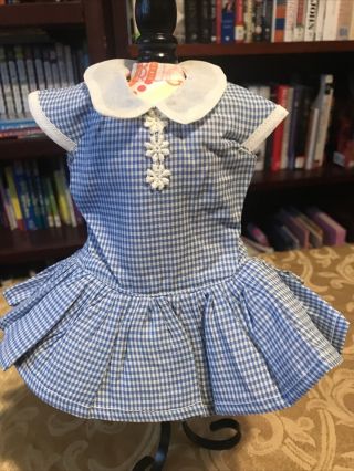 Cute Vintage Blue Checked Dress 16” Terri Lee Doll Embroidery Tag