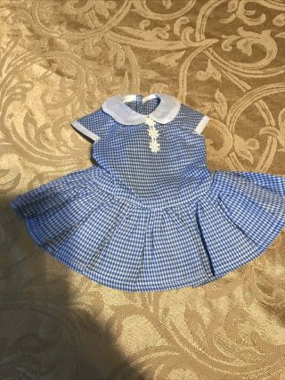 CUTE VINTAGE BLUE CHECKED DRESS 16” TERRI LEE DOLL Embroidery Tag 3