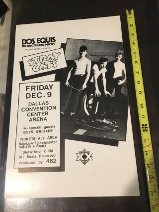 Dos Equis Presents Stray Cats 1983 Concert Poster 11x17 2 - Sided Dallas