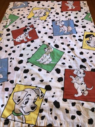 Vintage Disney 101 Dalmations Twin Flat Bed Sheet Dog Fabric Vtg Bedroom