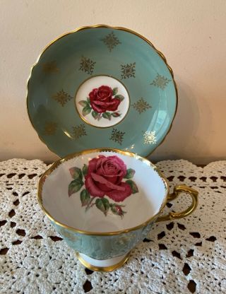 Paragon English Fine Bone China Red Cabbage Rose Tea Cup & Saucer