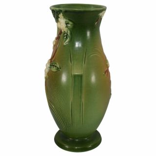 Roseville Pottery Snowberry Green And Brown Vase 1V1 - 12 2