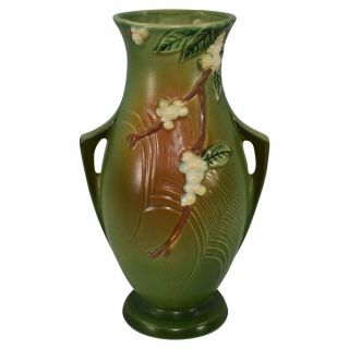 Roseville Pottery Snowberry Green And Brown Vase 1V1 - 12 3