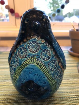 Aldo Londi Mcm Rimini Blue Penguin Pottery Sculpture Figurine Bitossi Italy
