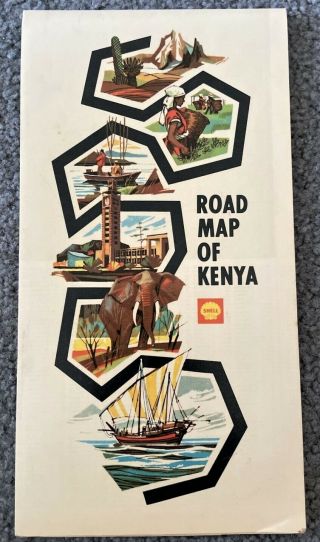 Vintage 1968 Shell Aaa Road Map Of Kenya Africa Colors Vibrant