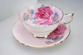 Fine Vintage Paragon Pink Cabbage Rose Tea Cup & Saucer 10