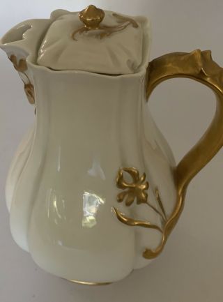 Antique C.  1879 Haviland & Co.  Limoges Chocolate Pot 8 Demitasse Cups Art Nouveau