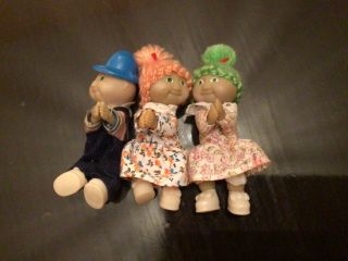 3 Vtg Mini 3.  5” Cabbage Patch Kids Clip - Ons
