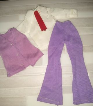 Vintage Barbie Clone Maddie Mod Purple Pants,  Vest And White Shirt With Tie