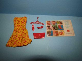 Vintage Mod Barbie Sun - Shiner Dress With Red Heels Red Purse Pak Circa 1969