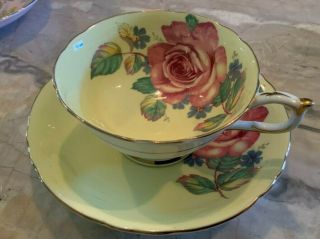 Paragon Tea Cup And Saucer,  Cabbage Rose,  Double Warrant Teacup