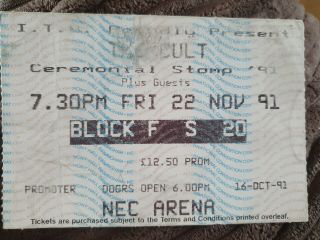 The Cult Ceremonial Stomp Tour 1991 Concert Ticket Stub