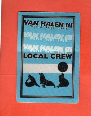 Van Halen Iii World Tour 1998 Local Crew Cloth Pass Blue ^
