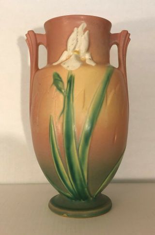 Roseville Large Pink Iris Vase 928 - 12 