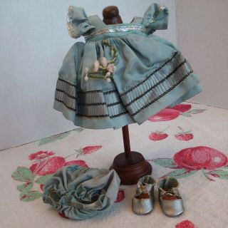 Vintage Vogue Ginny Doll 1953 Tiny Miss Cheryl Dress Silver Center Snap Shoes