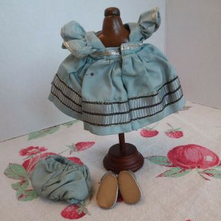 Vintage Vogue Ginny Doll 1953 Tiny Miss Cheryl Dress Silver Center Snap shoes 2