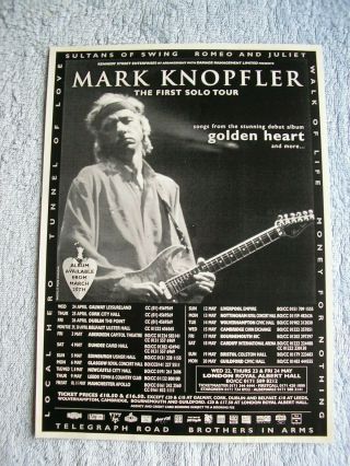 Mark Knopfler - First Solo Tour 1996 - Advert - 19.  5 X 27.  5cm.  Dire Straits.