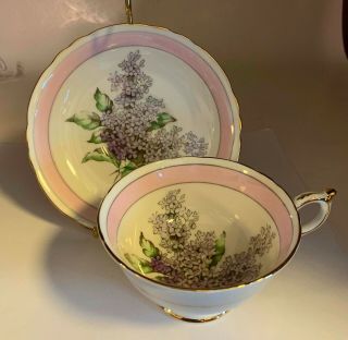 Paragon Lilac Footed Cup & Saucer - Pink Border