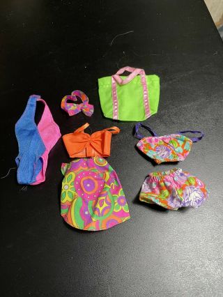 Vintage Barbie Swimsuit With 2 Outfits And Bag