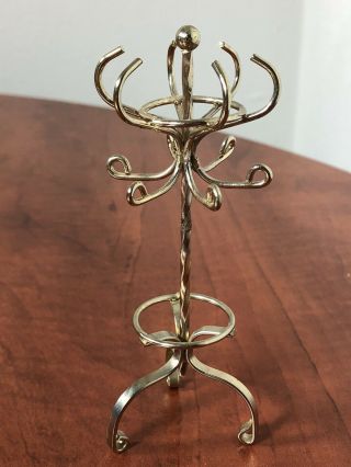 Shackman Dollhouse Furniture Metal Hat Coat Rack Gold (5” Inches Tall) Antique