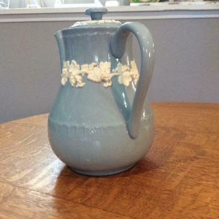 Wedgwood Embossed Queensware cream on lavender shell edge coffee pot 4
