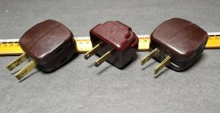 Vtg 1 Winker & 2 Ge Brown Bakelite 15a 125v Plug/adapter 2 1/4 " X 1 1/2 " X 1 " D