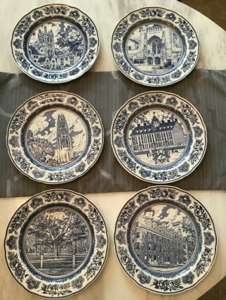 Set Of 6 Wedgwood Yale College Plates 10.  5 "