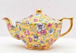 James Sadler Teapot Sophie Chintz Made In England Yellow Floral