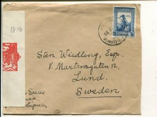 Portugese India Censor Cover To Sweden 1939
