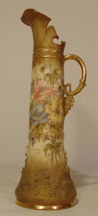 Tall Rsk Turn Teplitz Amphora Austria Art Nouveau Vase Ewer Tankard Pitcher
