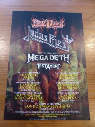 Judas Priest / Megadeth / Testament Official Flyer Uk Tour 2007 Dbl - Sided -