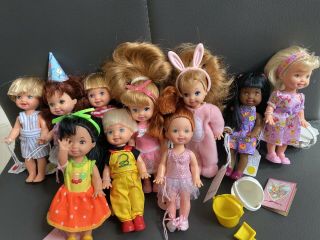 Mattel Barbie Kelly X 10 Dolls - 4 Inches