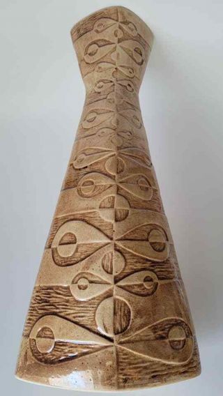 Rare Retired 14 " Mid Century Atomic Biomorphic Jonathan Adler Matte Brown Vase
