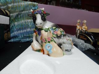 Fitz And Floyd Classics Country Chic Cow And Animals Cookie Jar In The Box