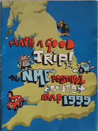 " Nme " The Nme Festival Route Map 1999 Open To Large Poster 24 " X 33 " Rare Item
