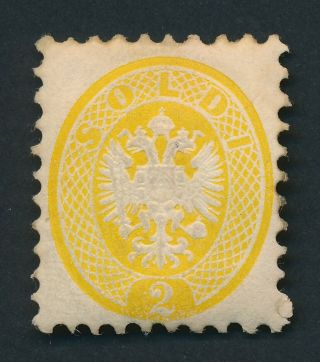 Austria Lombardy & Venetia Stamp 1865 Sc 20 2s Yellow Arms,  Og Vlh,  Vf