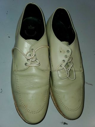 Vintage Efco Bowling Shoes Mens Size 10 Leather Ivory Color