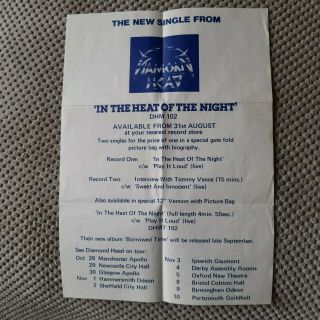 Diamond Head - Press Release Sheet For In The Heat Of The Night 7 " Single 1982