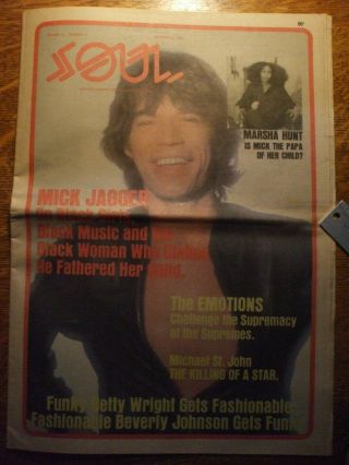 Mick Jagger On Cover Of Soul Newspaper Oct 16 1978 Marsha Hunt Rolling Stones
