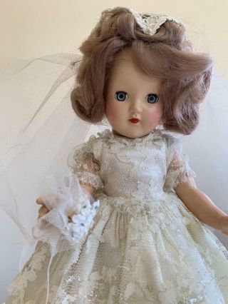 Vintage 14 " Ideal Toni P - 90 Hard Plastic Bride Doll 1940 