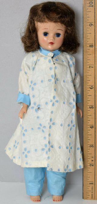 Vintage Vogue Doll Jill Straight Leg Walker In Blue Pajamas And Robe