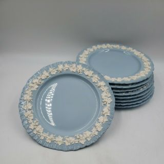 Wedgewood Queensware Embossed Cream On Lavender 10 " Shell Plates Set Of 9 V1
