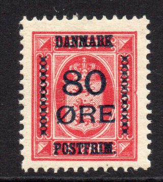 Denmark 80 Ore On 8 Ore Stamp C1915 Mounted Hinged (477a)