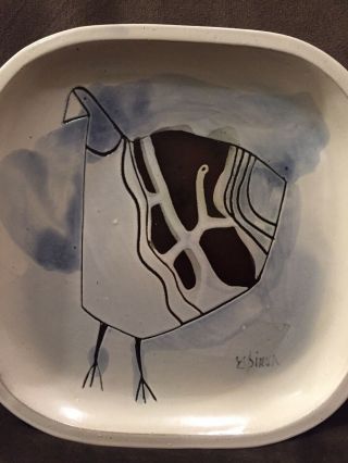 Susana Espinosa Mid - Century Modern Pottery Dish Abstract Bird Puerto Rico 2