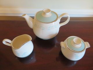 Homer Laughlin Vintage Romance Pattern Teapot Creamer,  Sugar Bowl Set Plus Bonus