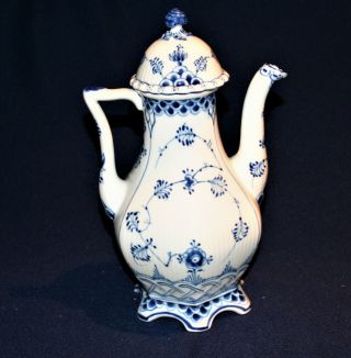 Royal Copenhagen Coffee Pot Blue Fluted Full Lace (1202) - - 1st Quality